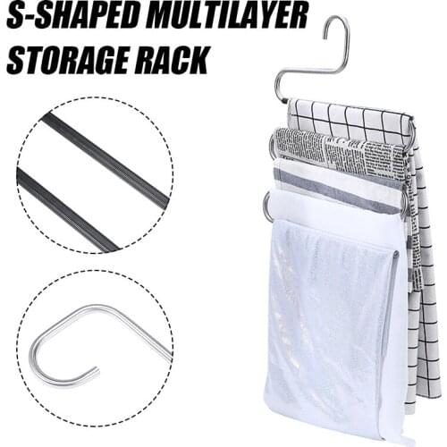 5 Layers S Shape Clothes Trouser Hangers MultiFunctional Pants Storage Hangers Cloth Rack Multilayer Storage Cloth Hanger
