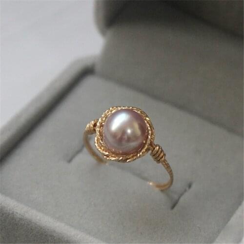 14K Gold Filled Natural Purple Pearl Jewelry Knuckle Rings Boho Gold Rings Mujer Bague Femme Handmade Minimalism Women Jewelry