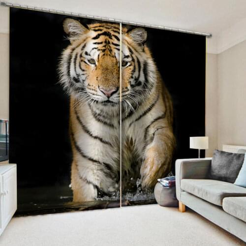 Tiger Wild Animal Window Treatment Curtains for Kitchen Living Room Bedroom Decor Rideau De Fenetre Drapes Cotinas Rideau
