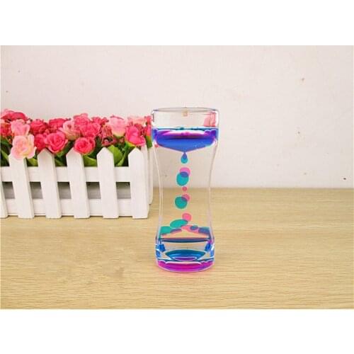 Free Shipping Novelty Gift Oil-leak Hourglass Bi-colored Sandglass Home Decor Business Gift Slim Waist Table Decoration Plastic