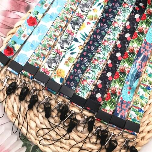 10Pcs/lot Small fresh Flower Leaves Lanyards For Key Phone Neck Strap ID Card Hang Rope Student Badge Holders Keychains Lanyard