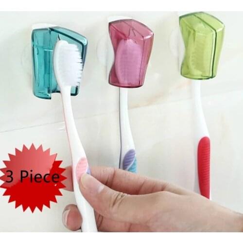 3 Piece/Set Suction Cup Toothbrush Holder Toothbrush Cover Storage Wall Mount Rack Bathroom Accessories Product Home Supplies