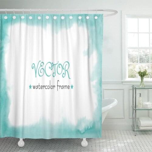 Aqua Delicate Watercolor of Your Site Blue Green Turquoise Watercolour Wash Hand Abstract Aquamarine Shower Curtain Waterproof P