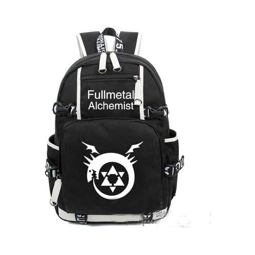 Anime Fullmetal Alchemistn Backpack Cosplay Fashion Canvas Bag Luminous Schoolbag Travel Bags