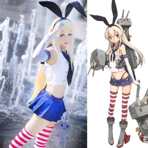 Anime Kantai Collection Shimakaze Cosplay Costumes Women Halloween Sexy Bunny Suit Girls Uniforms Full Set With Stockings