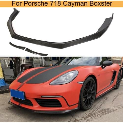 Carbon Fiber Car Front Bumper Lip Spoiler Chin Apron for Porsche 718 Cayman Boxster Base S Coupe Convertible 2 Door 2017 2018