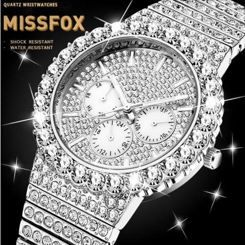 Male Sport Watches Men MISSFOX New Mens Watches Top Luxury Brand Chronograph Waterproof Alloy Quartz Men Watch Relojes Hombre