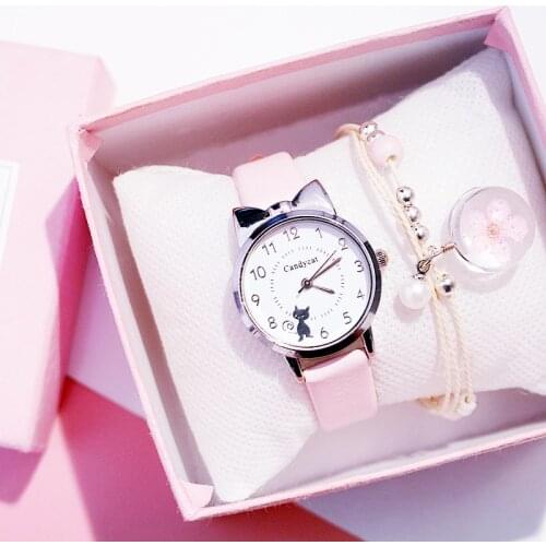 Cute Cat Watch Quartz Watch Women Leather Watch Girl Wristwatch Fashion Casual Style Clock Gifts