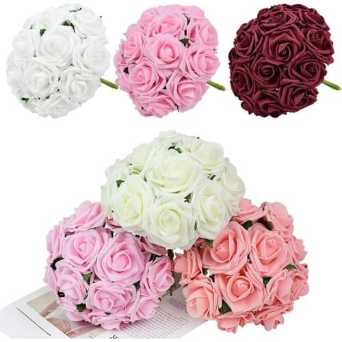 10/25Pcs 7cm Artificial PE Foam Rose Flower For Wedding Bride Bouquet Home Party Decoration Fake Flower DIY Scrapbook Supplies
