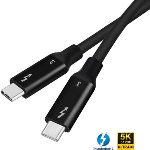 Thunderbolt 3 Cable 40Gbps 100W 5A PD Fast Charging USB C To C DisplayPort 4K 5K UHD For MacBook Pro Air Dell USB-C Charger Cord
