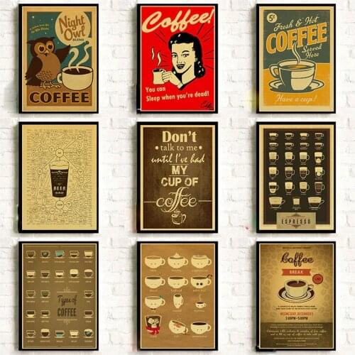Coffee collection cafe kitchen decorative posters vintage poster retro wall sticker 42*30/31*20cm