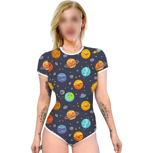 Adult Baby Diaper Lover Snap Crotch Romper Bodysuit Cosmic planet print for DDLG abdlover Onesie