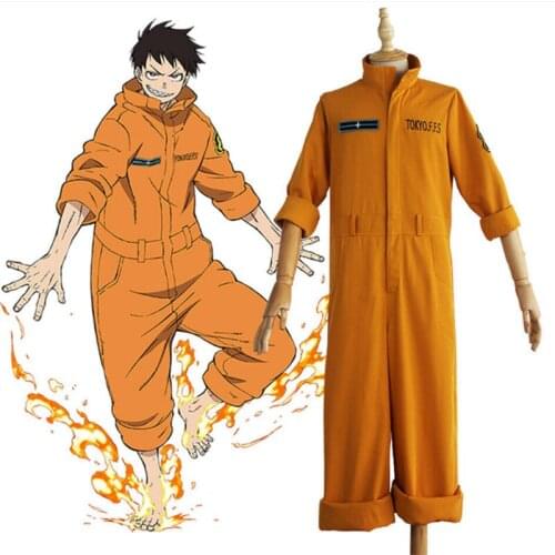 Maki Oze Shinra Kusakabe Cosplay Costume Anime Firefighter Workwear Jumpsuit Unisex