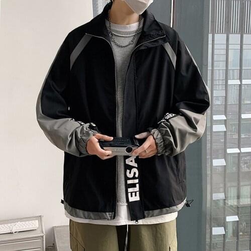 5XL Autumn Winter Japan Style Fashion Patchwork Color Loose Casual Jackets Men Clothing Turn Down Collar Outwear Coats