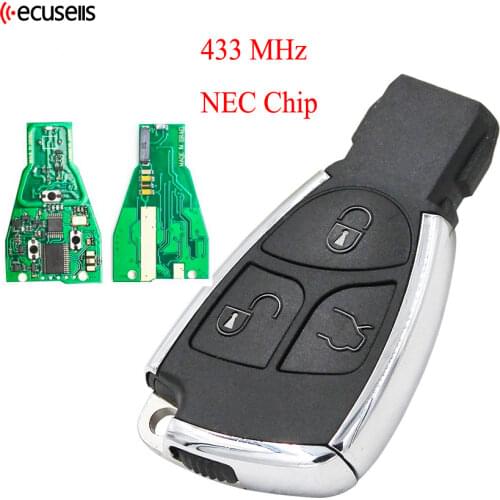 Modified Smart Remote Key Fob 433Mhz With NEC Chip HU64 Uncut Blade for Mercedes Benz 2005 Model 3 Button