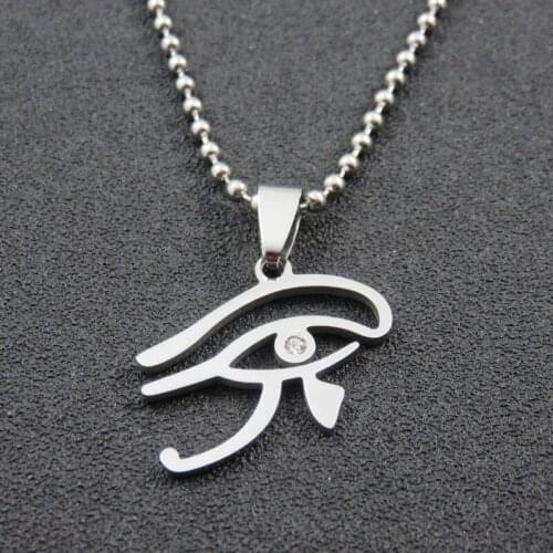 Fashion Stainless Steel Rhinestone Eye Pendant Necklace For Men & Women Gift Jewelry Accossries