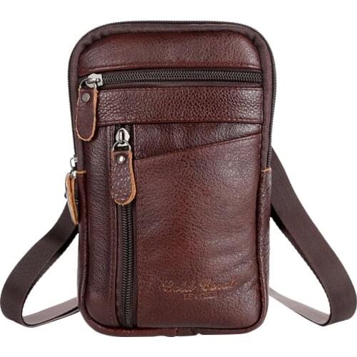 Mens Genuine Leather Waist Packs Phone Pouch Bags Waist Bag Male Small Chest Shoulder Belt Bag 2020 Designer Crossbody Bags