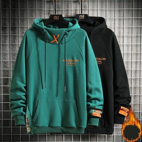 Mens winter new style Plush thickened high collar Hooded Sweater large size fattening and oversized coat for young mens top