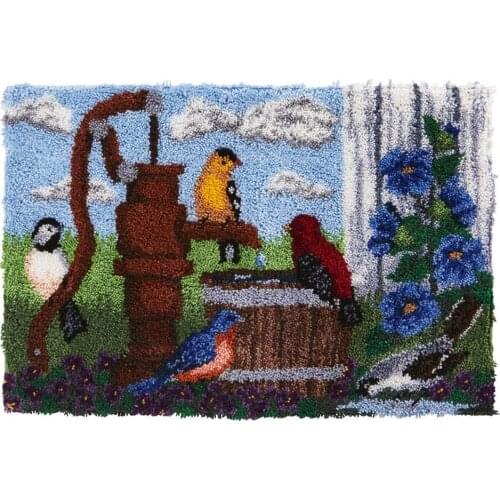 DIY Crochet Yarn Kits,Needlework Latch Hook Kit with Printed Canvas Unfinished Crocheting Rug Yarn Cushion Embroidery Carpet Set