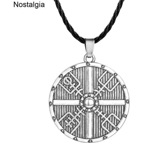 Nostalgia Norse Vegvisir Compass Viking Pendant Amulet Wicca Necklace Helm of Awe Aegishjalmur Talisman Jewelry