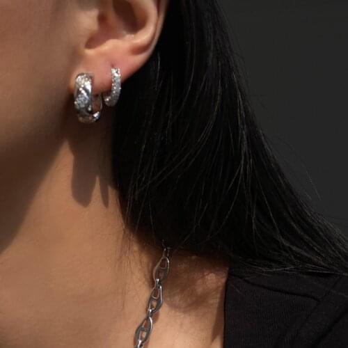 Dazan New stainless steel huggie Niche Fashion Temperament Earrings Gold Silver punk accessories kpop jewelry For women summer