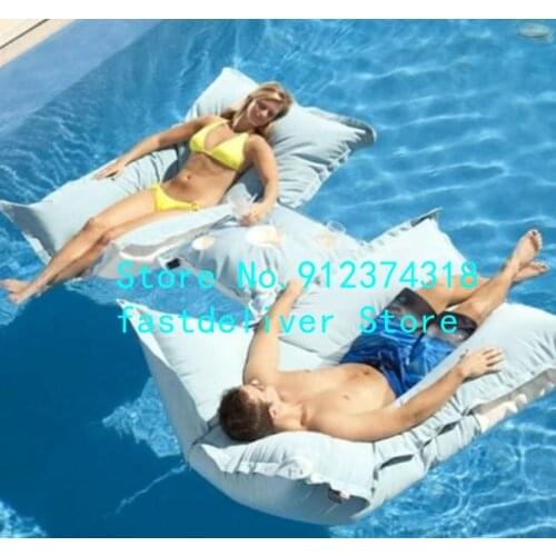 Extra large Outdoor polyester knit square giant pool floating bean bag waterproof outdoor beach bean bag