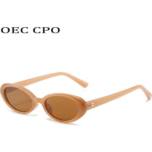 OEC CPO Vintage Oval Sunglasses Women Elegant Small Frames Sun Glasses Female Punk Eyewear Retro Rivet Steampunk Party Eyeglass