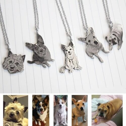 Personalized Engraving Stainless Steel Customize Your Pet Photo Necklace Dog Keychain Birthday Gift Souvenir Memory Cat Keychain