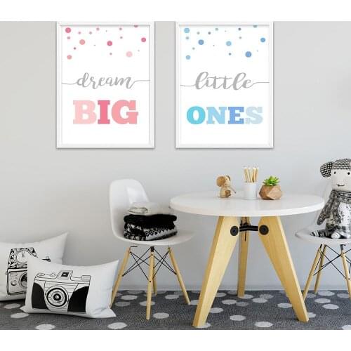 Dream Big Cartoon Animal Wall Art Canvas Poster Elephant Balloon Nursery Quote Prints Painting Picture Baby Bedroom Decoration