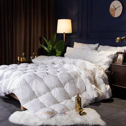 All cotton fluffy 100% White DownQuilt Lightweight Comforter Summer Duvet Insert Cooling Blanket TTC Shell Twin Queen King Size