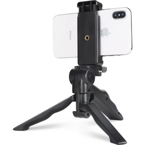 Portable Folding Tripod Phone Stand Holder Holding Tripod Universal Phone Clamp Bracket Smartphones Holder Clip for Iphone 12