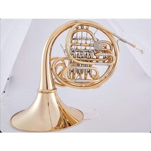 4 Keys Bb/F Double Bach French Horn Brass gold Colour Professional Musical instrument with case