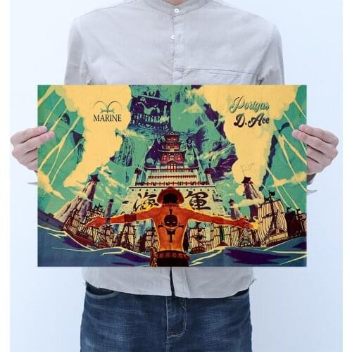 One Piece - Kraft paper Retro Poster Bar Cafe Art Home Decorating Painting Living Room Bedroom Wall Stickers