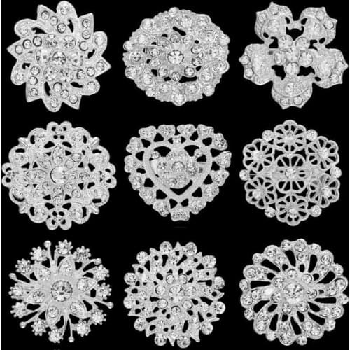 RINHOO Fashion Heart Love White Rhinestones Crystal Brooches Pins Weddings Party Banquet Charm Brooch Pin Women Jewelry