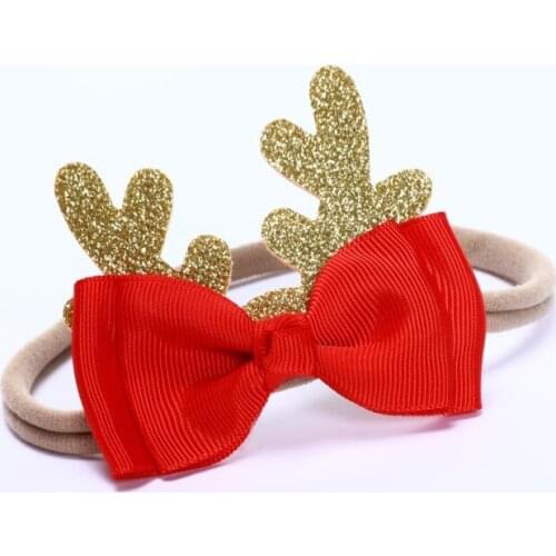 Christmas hair accessories antler hairband Baby bow hair ring holiday headdress Christmas Photography props