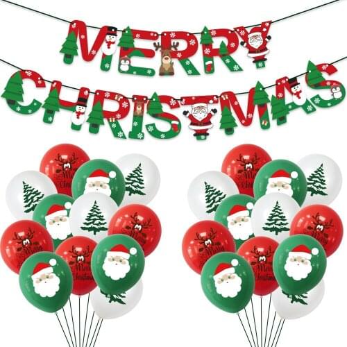 Christmas balloons home hotel decoration birthday balloons Santa Claus Christmas tree paper banner flag festive party supplies