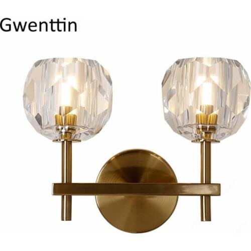 Modern Crystal Wall Lamps Gold Led Mirror Lights Wall Sconces for Bedroom Bedside Bathroom Lamp Home Decor Industrial Luminarias