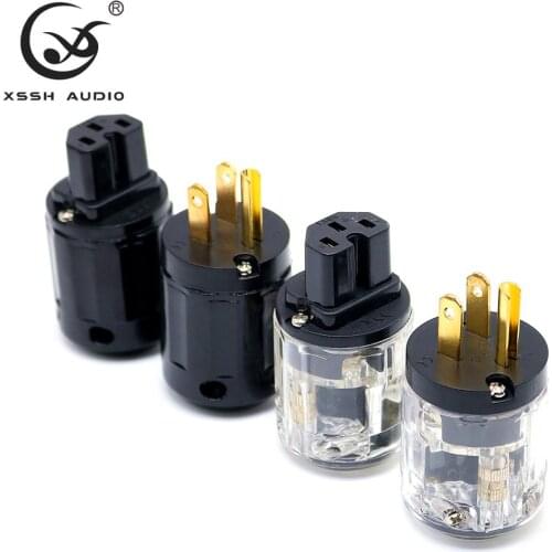 XSSH audio P-029 C-029 62% copper Brass Gold Plated DIY HIFI Power Electrical US 3 pin 15A industrial male female IEC NEMA plug