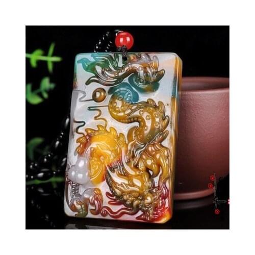 Zheru jewelry natural colorful jade dragon pendant necklace exquisite jewelry best gift