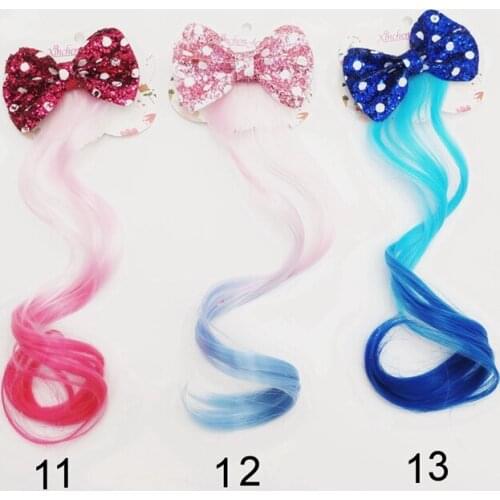 Hair Extensions Curly Wig for Kids Girls Ponytails Sequins Dot Head Bows Clips Bobby Pins Hairpin Barrette Hair Accessories 025