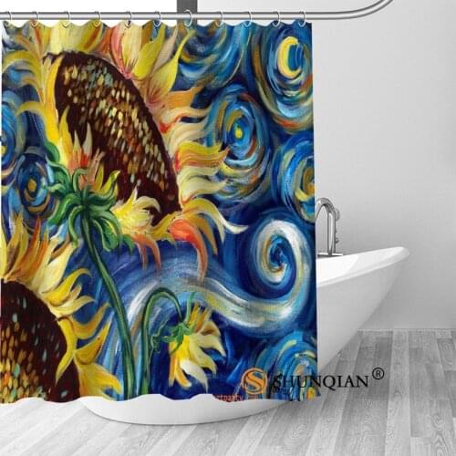 Custom van gogh starry night Bath Curtain Fabric Modern Shower Curtain bathroom beautiful Curtains Bath decor