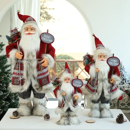 Christmas Decoration Santa Claus Doll Plush Gray Brown Santa Modeling Doll Party Decoration Holiday Gifts