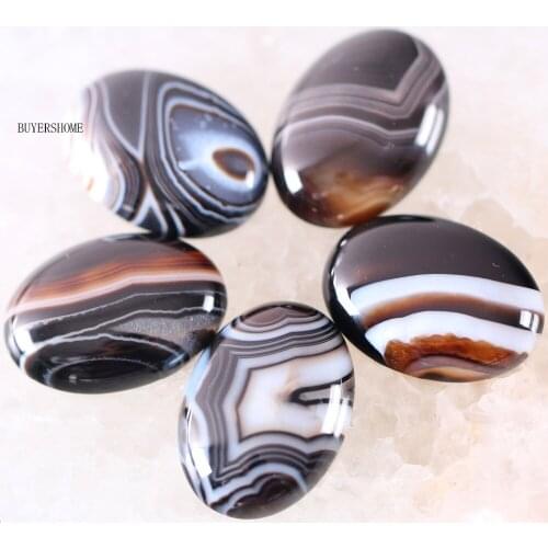 18x25MM&15x20MM CAB Cabochon 5Pcs Oval Natural Stone Bead For Making Necklace Bracelet Earrings Black Veins Onyx K579