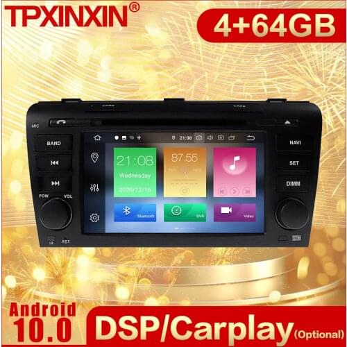 2 Din Carplay Android Radio Receiver Multimedia Stereo For Mazda 3 2003 2004 2005 2006 2007 2008 2009 GPS IPS Recorder Head Unit