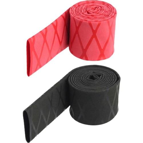 2pcs/pack Anti-slip Tubing X-Tube Heat Shrink Wraps Tubing Fishing Rod Handle Wrap 20mm Black Red