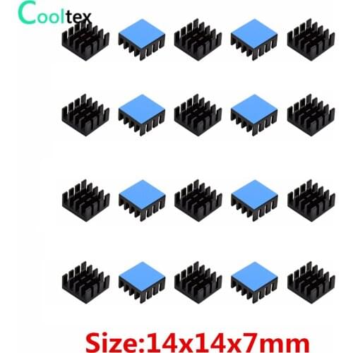20pcs 14x14x7mm Extruded Aluminum Heatsink Radiator Cooling Cooler for Electronic Chip IC With Thermal Conductive Tape