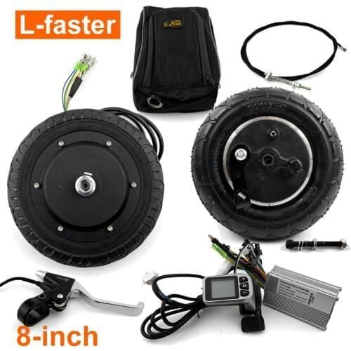 36V 350W 200x50 Brushless Hub Motor Wheel Kit For Two Wheel Kickscooter Thumb Throttle With LCD Display 8 Inch Drum Brake Wheel