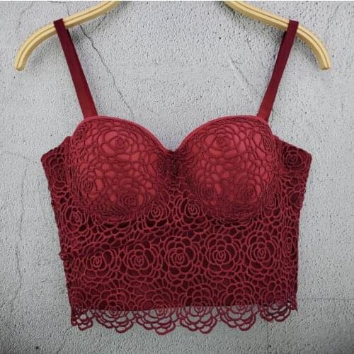 2020 summer new strapless hollow out sexy vest strap tight Bra female wild 4 color Lace Tube Top chest Bra L754dropship