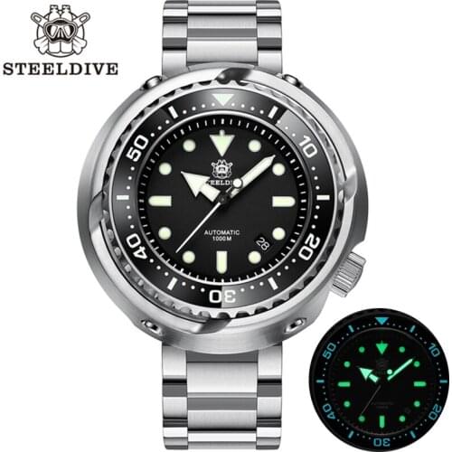 Steeldive 1978 Tuna Watch 1000M Sapphire Oversize Stainless Steel Case NH35 Automatic Mechanical Dive Watch Luminous Dial