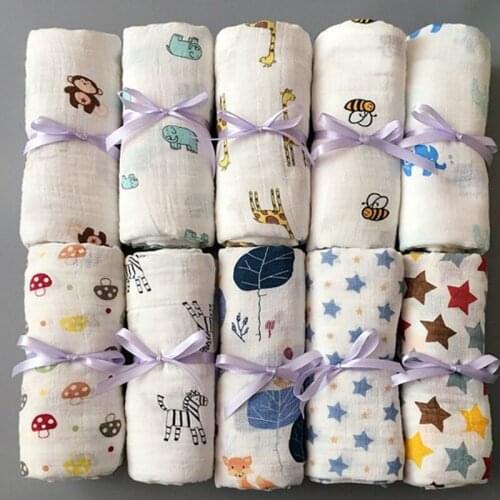 Adamant ant 100%Cotton Flamingo Rose fruits Print Muslin Baby Blankets Bedding Infant Swaddle Towel For Newborns Swaddle Blanket
